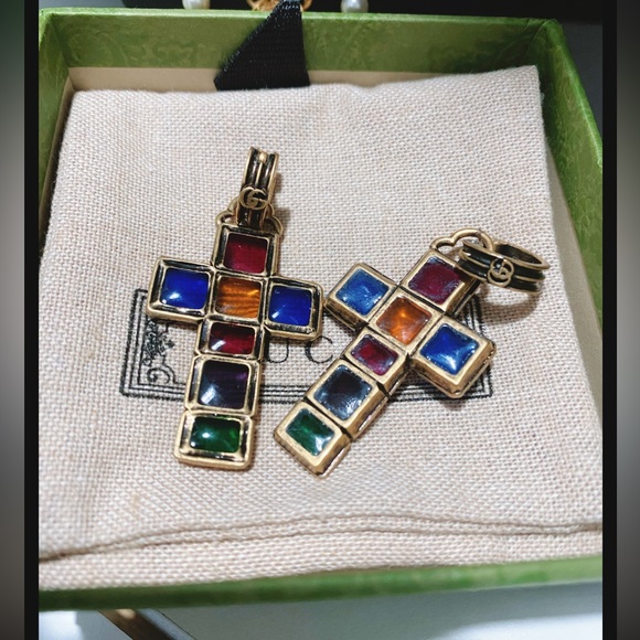 GUCCI Enamel Cross Earrings - Picture 4 of 4